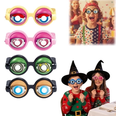 Crazy Eyes Glasses for Adults – Kinetic Blinking Winking Eyeball Glasses, Novelty Prank Gifts for Fun Occasions (4pcs)
