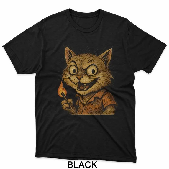 Crazy Feline With Burning Match Costume Sarcastic Humor Top Unisex T ...