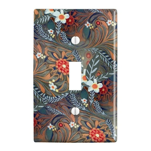 Crazy Flower Floral Pattern Plastic Wall Decor Toggle Light Switch Plate Cover