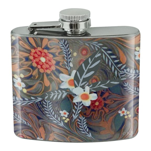 Crazy Flower Floral Pattern Stainless Steel 5oz Hip Drink Kidney Flask