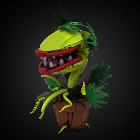 Crazy Flower Shop Alien Man-Eating Plant Building Blocks Set, Horror Botanical Model with Pot Base, Collectible for Fans, Compatible with Major Brick Brands