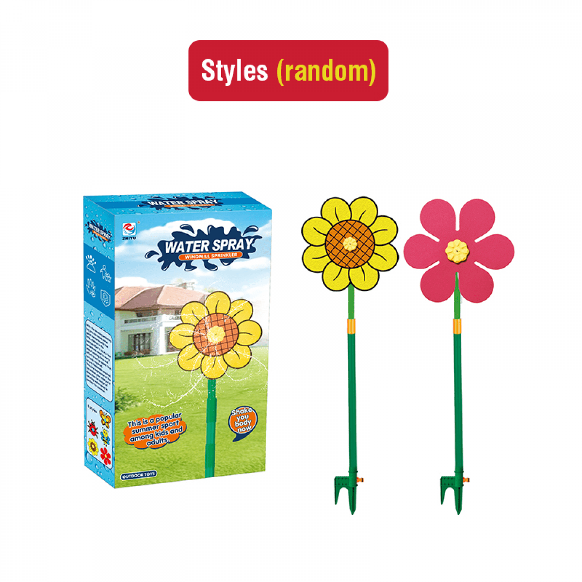 Crazy Flower Sprinkler Crazy Dancing Daisy, Rotating Water Spray Garden Lawn Sprinkler for Yard with Random Sunflowers Design