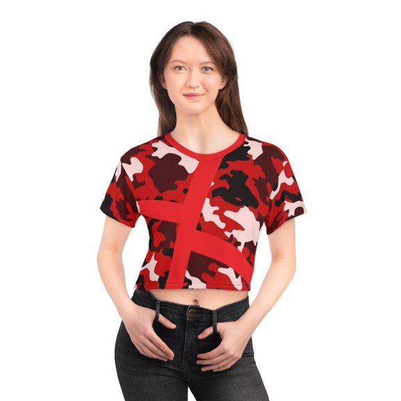 "Crazy For Camo" Crop Tee (Red)