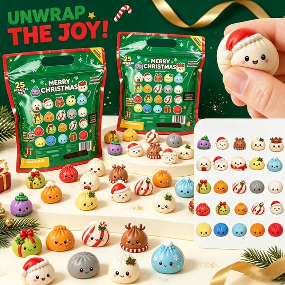 Crazy Fun RMS 2026 Christmas Advent Calendar, 25 Days of Dumpling with Cute Mini Dumpling Stress Relief Balls, Xmas Countdown Calendar Gifts for Party Favors