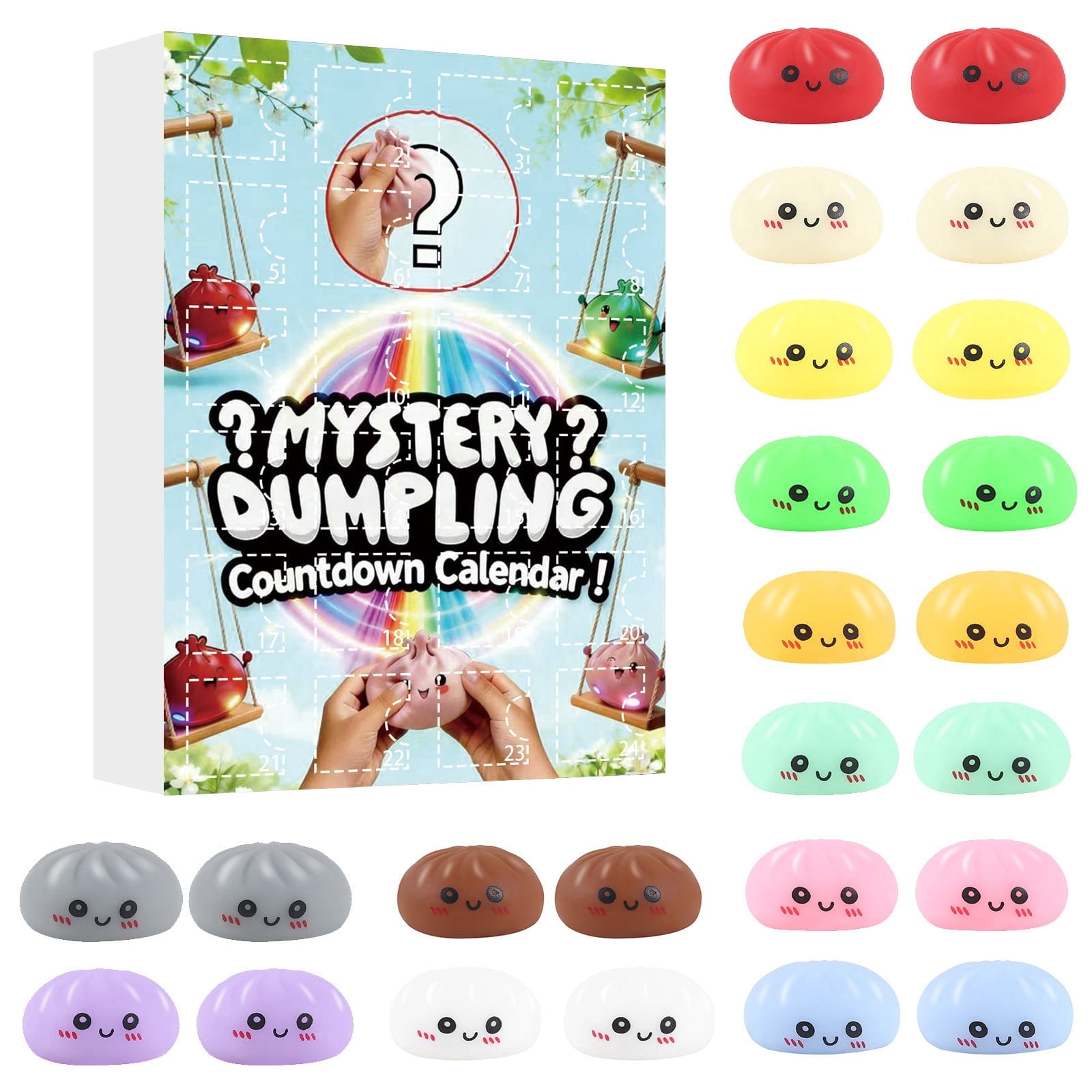 Crazy Fun RMS 24 Surprise Dumpling Advent Calendar Edition Fidget Toys Christmas Countdown Stress Relief Squishy for Kids