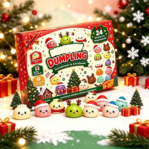 Crazy Fun RMS Christmas Squishy Advent Calendar 2026 Dumplings Squishy Squishy Box Squishy Dumpling Dumpling Squishy Christmas Surprise Fidget Countdown Cute Collectible Squishy Party Favor
