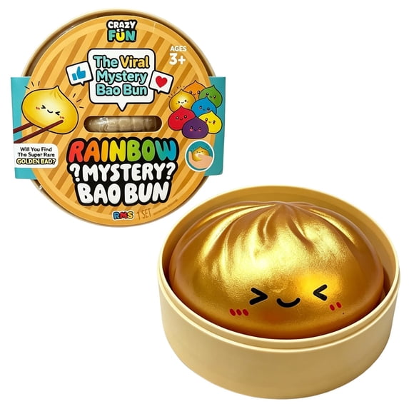 Crazy Fun RMS Dumpling Squishy Toy, Soft Tactile Squeeze Sensory Fidget Novelty Play, Christmas Gifts for Tabletop Display and Daily Pocket Fun, Gold