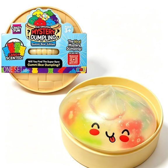 Crazy Fun RMS GUMMI BEAR Dumpling Squishy, Glitter Bun Squishy Mystery Box, Dumplings Squeeze Balls Stress Relief Sensory for Holiday & Birthday Gifts