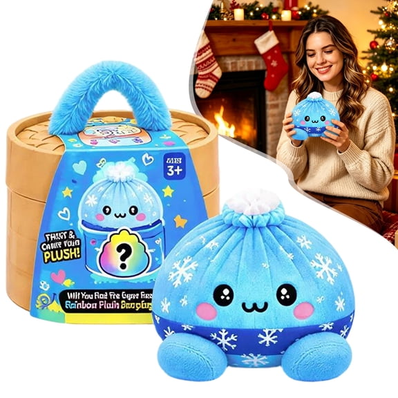 Crazy Fun RMS Mystery Christmas Plush Dumpling Squishy, Cute Stuffed Dumpling Squishies Plushies Fidget Toy, Christmas Collectible Stress Relief Gift with Simulated Steamer & Fuzzy Handle