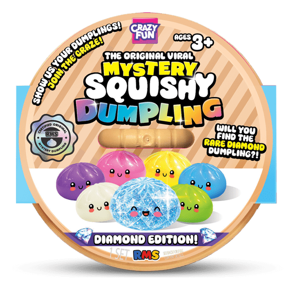 Crazy Fun RMS Mystery Diamond Dumpling ,Collectible Novelty Blind Bun Squishies with Steamer Box