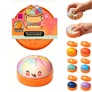 Crazy Fun RMS Mystery Rainbow Dumpling Squishy,Collectible Novelty Orange Flavor Blind Bun Squishies with Steamer Box, Random Solid Color Harmless Silicone Fidget Toy for Kids Gifts A-Random 1PC
