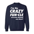 thumbnail image 1 of Crazy Funcle Everyone Warned You About Funny Family Uncle Crewneck Sweatshirt, S, Navy, 1 of 2