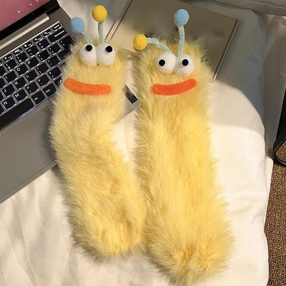 Crazy Fuzzy Silly Socks for Girls,Boys,Novelty Funny Big Eyes Socks,Cute Soft Fluffy Slipper Sock Gift for Christmas (5 pairs)