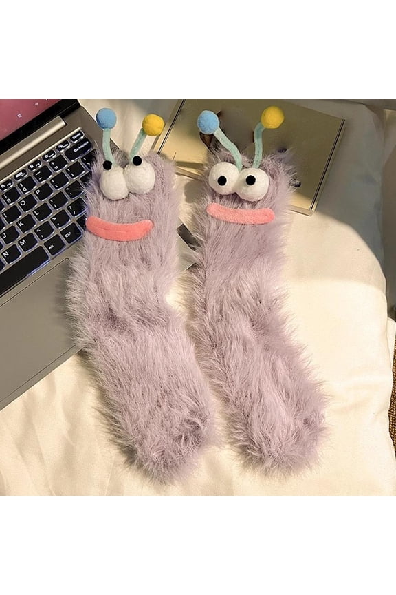Crazy Fuzzy Silly Socks for Girls,Boys,Novelty Funny Big Eyes Socks,Cute Soft Fluffy Slipper Sock Gift for Christmas