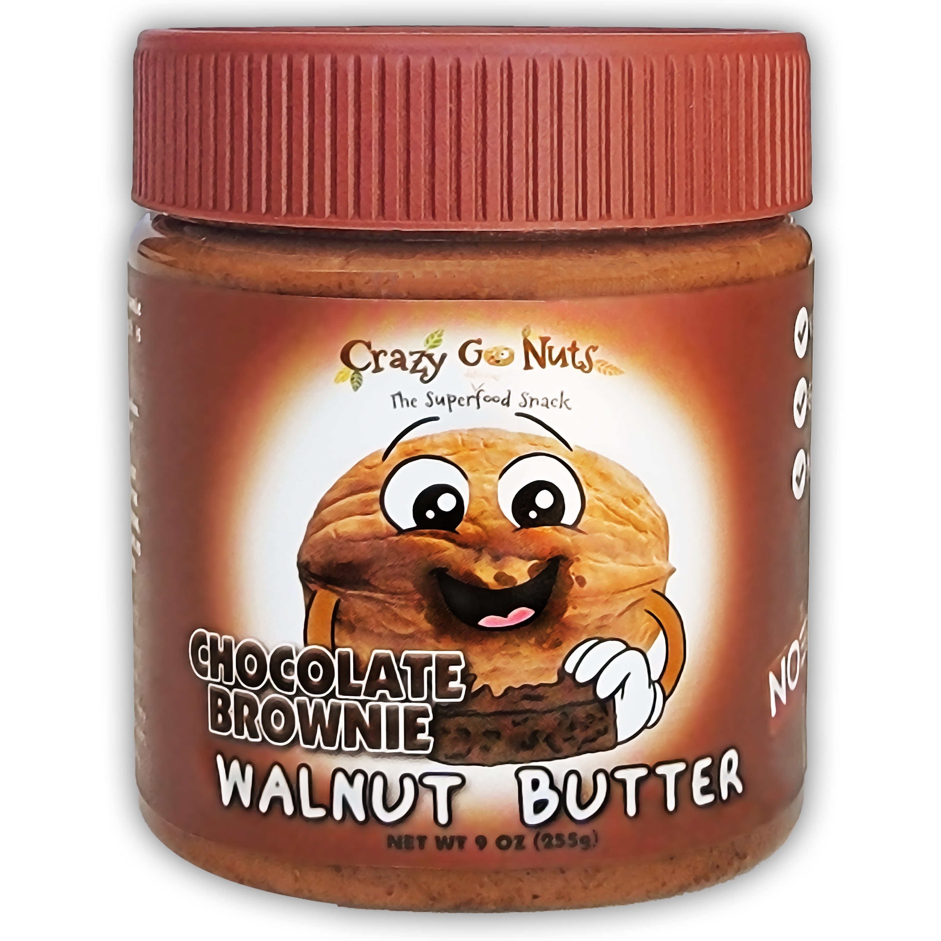 Crazy Go Nuts Walnut Butter Chocolate Brownie, 9 oz (1Pack) Healthy Snacks, Keto, Vegan