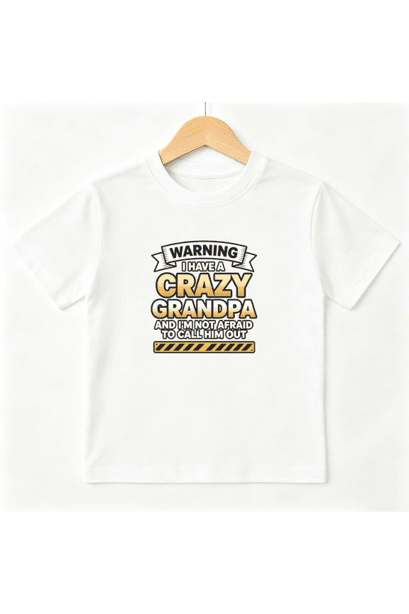 Crazy Grandpa Boys Graphic Tee, Funny Family Slogan Warning 100% Cotton Kids Short Sleeve T-Shirt