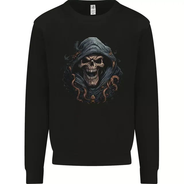 Crazy Grim Reaper Skull Demon Heavy Metal Mens Sweatshirt Jumper