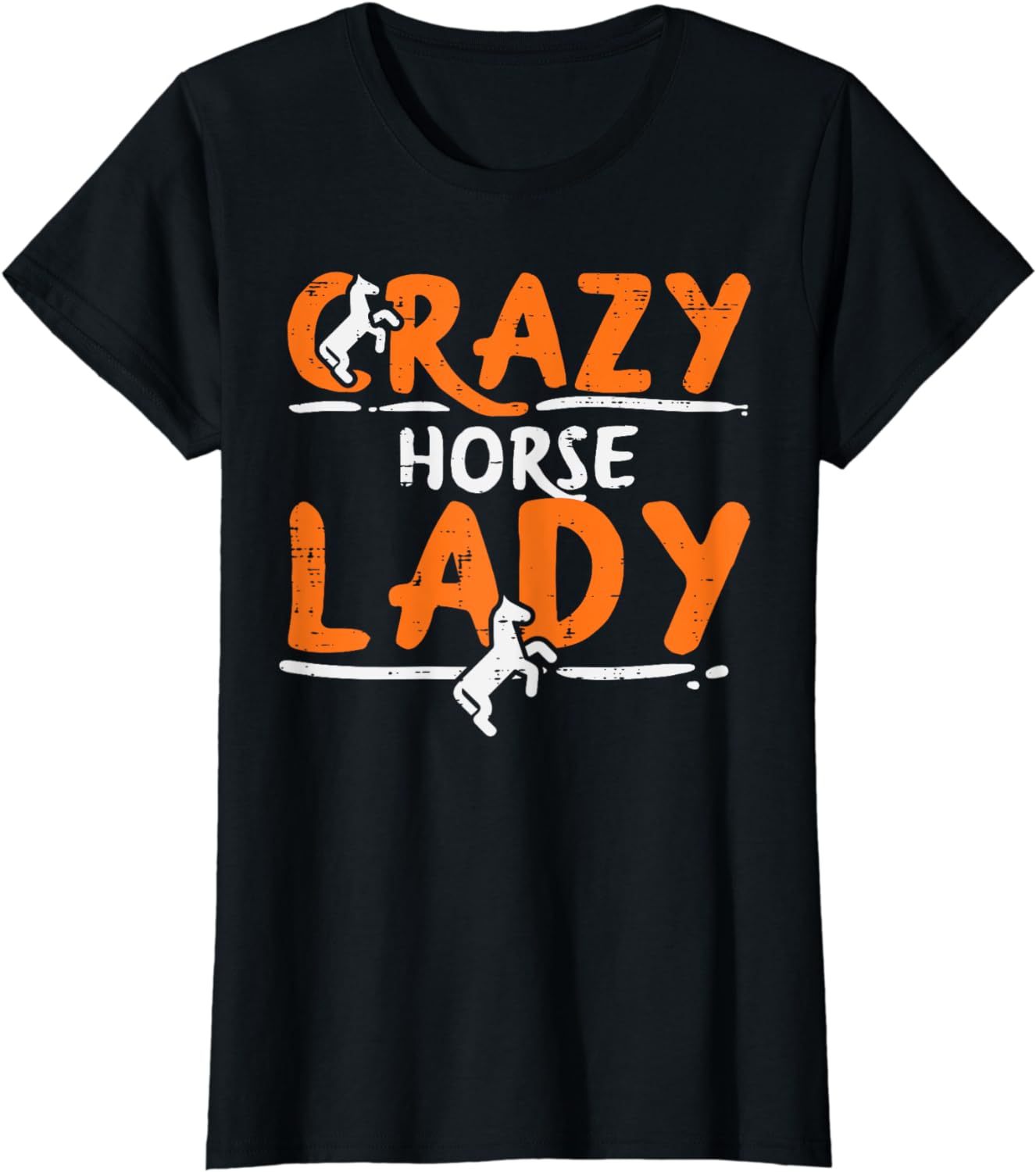 Crazy Horse Lady Funny Riding Racing Equestrian Women Girls T-Shirt ...