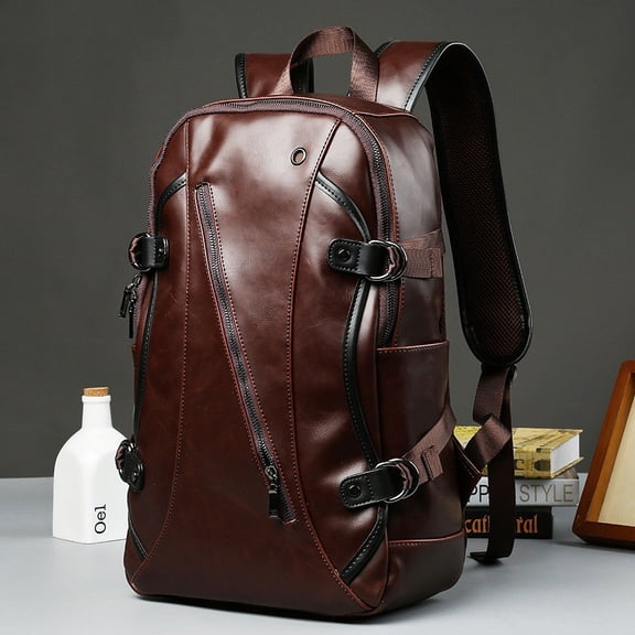 Crazy Horse Leather Backpack,Brown