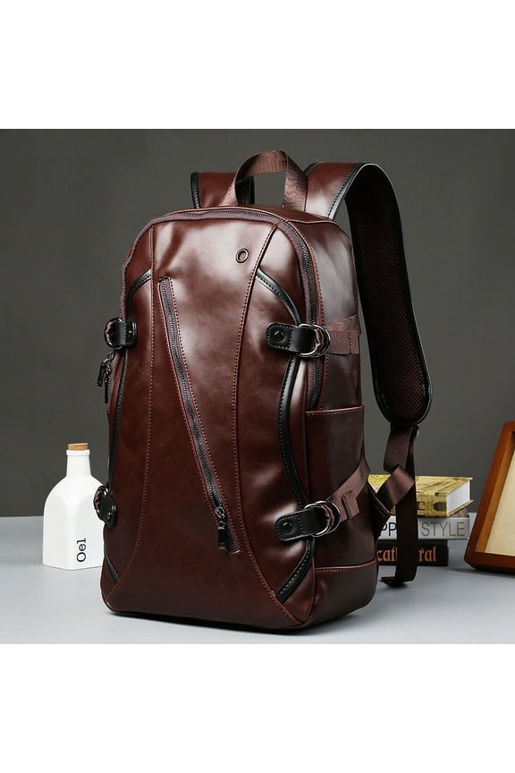 Crazy Horse Leather Backpack,Brown