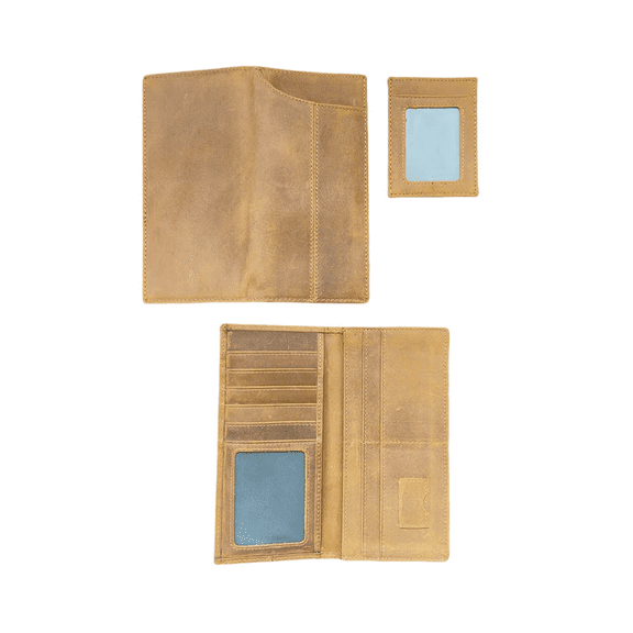 Crazy Horse Leather, Genuine Leather  Men's Wallet, Hand Polished, Multiple Card Slots,long Two Fold Top Layer Cowhide Retro Purse  /7.3 * 3.7 in