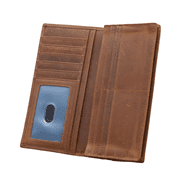 Crazy Horse Leather, Genuine Leather Mens Wallet, Hand Polished, Multiple Card Slots,long Two Fold Top Layer Cowhide Retro Purse /7.3 * 3.7 in