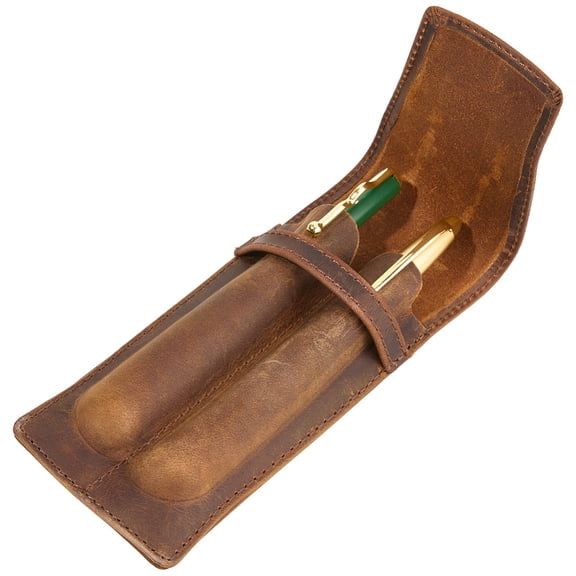 Crazy Horse Leather Pencil Case Pencil Pouch Coffee 160x67.5x22.5mm