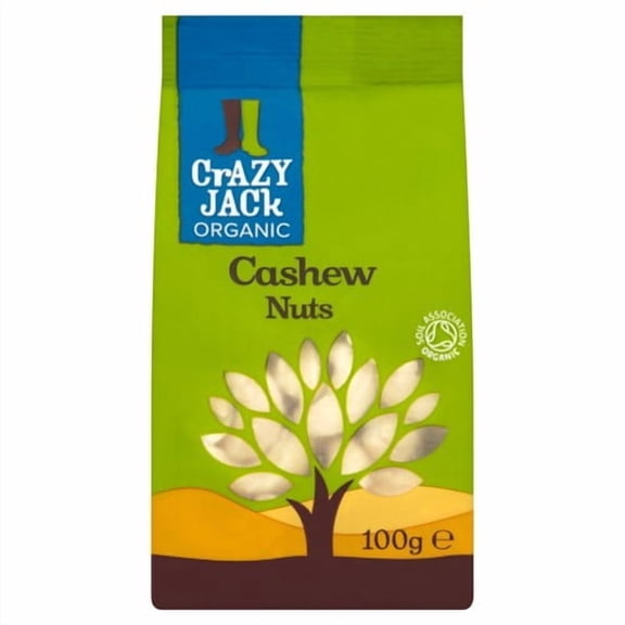 Crazy Jack Organic Cashew Nuts 100g, British Import (Pack of 3)
