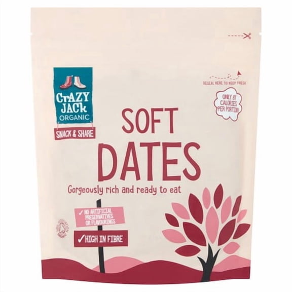 Crazy Jack Organic Soft Dates Ready To Eat 200g, British Import (Pack of 2)