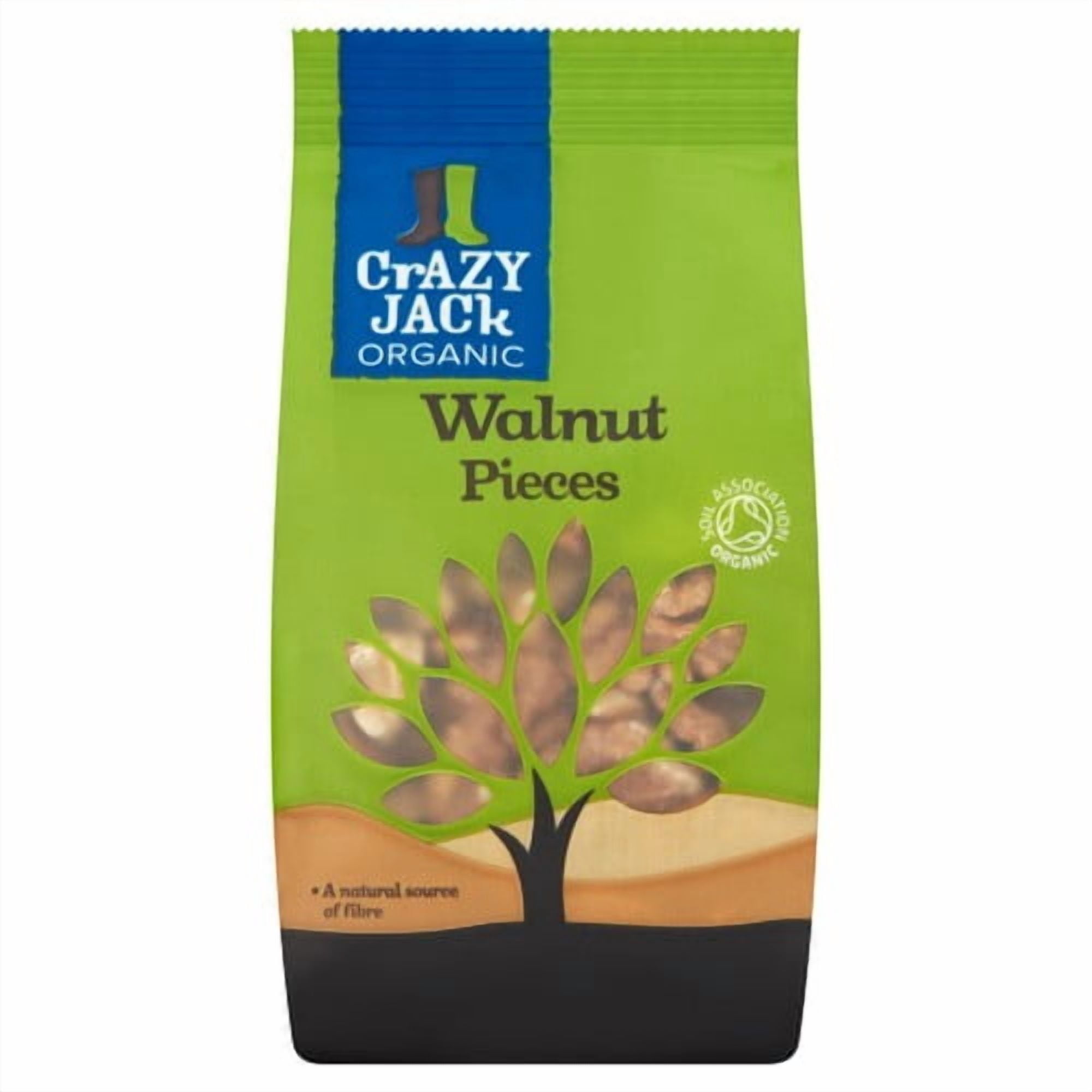 Crazy Jack Organic Walnut Pieces 100g, British Import (Pack of 3)
