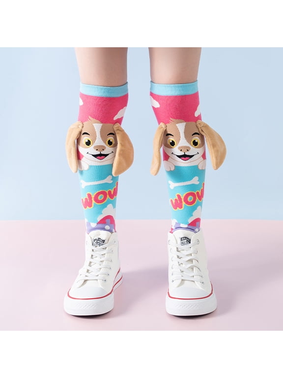 Crazy Knee High Socks for Kids, Cute Colorful Animal Silly Socks Funny Style Long Socks for Girls Boys Age 3-13, Fun Gift & Stocking Stuffer