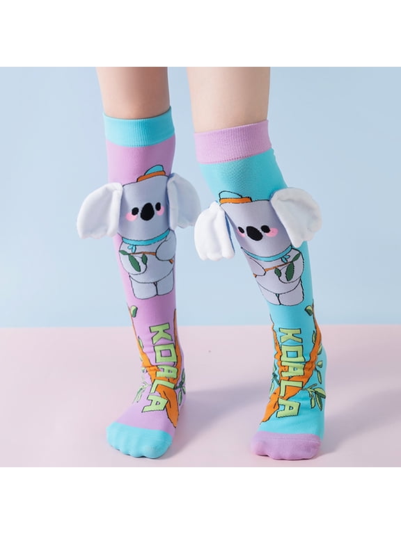 Crazy Knee High Socks for Kids, Cute Colorful Animal Silly Socks Funny Style Long Socks for Girls Boys Age 3-13, Fun Gift & Stocking Stuffer