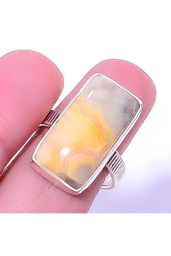 Crazy Lace Agate - Australia 925 Sterling Silver Jewelry Ring s.8 T967, Christmas Gift, Gemstone Silver Jewelry, Agate Ring, New Year Sale