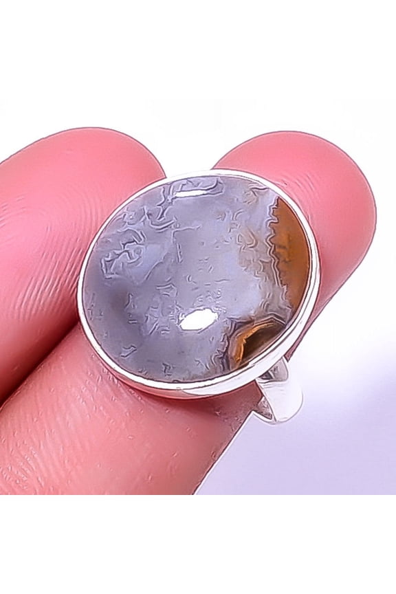 Crazy Lace Agate - Australia 925 Sterling Silver Jewelry Ring s.9 T96 A317, Christmas Gift, Gemstone Silver Jewelry, Agate Ring, New Year Sale