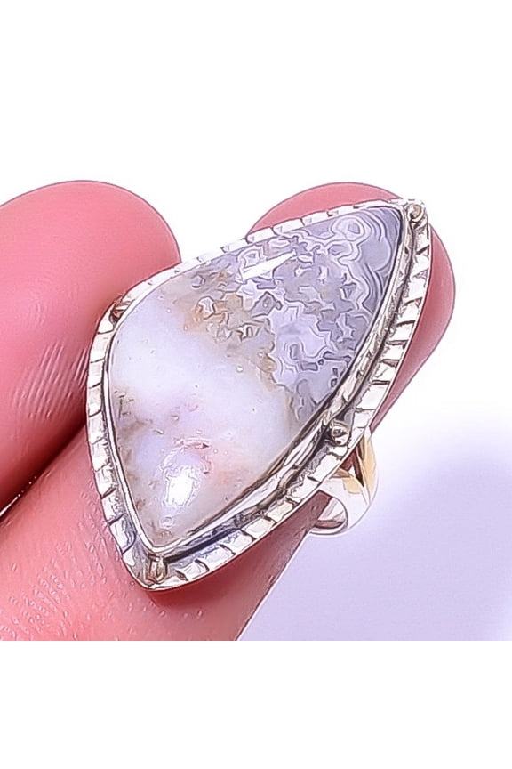 Crazy Lace Agate - Australia Handmade 925 Sterling Silver Ring s.8.5 T8, Christmas Gift, Gemstone Silver Jewelry, Agate Ring, New Year Sale