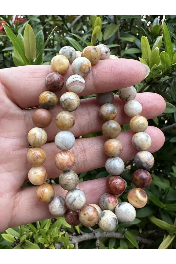 Crazy Lace Agate Crystal Bead Bracelet 8mm, Genuine Crazy Lace Agate Stretch Gemstone Bracelet, Healing Crystal Bracelet Bead Bracelet, Gift for Men & Women