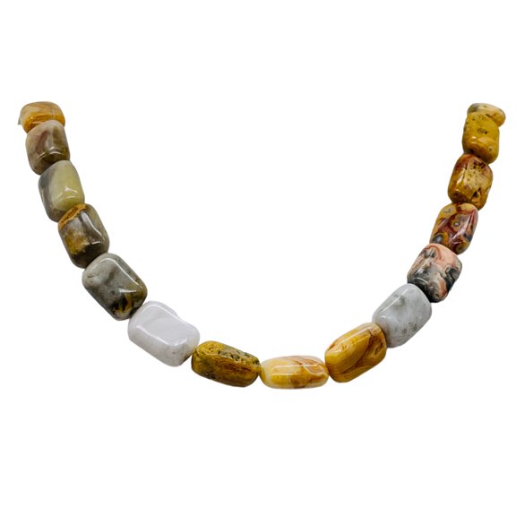 Crazy Lace Agate Strand | 14x10x6mm | Orange/Grey/White | Rectangle | 29 Bds