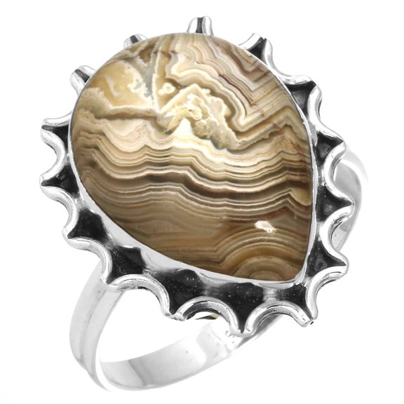 Crazy Lace Agate Women Jewelry 925 Sterling Silver Ring