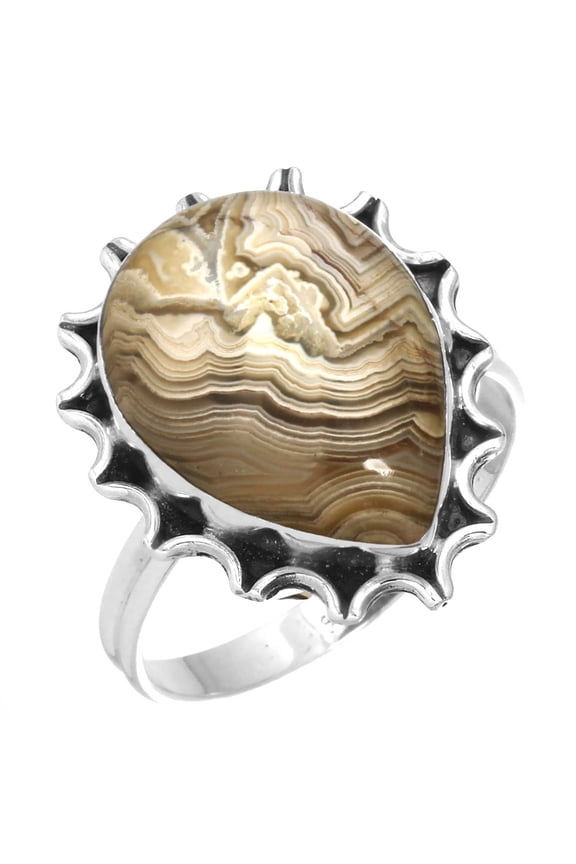 Crazy Lace Agate Women Jewelry 925 Sterling Silver Ring