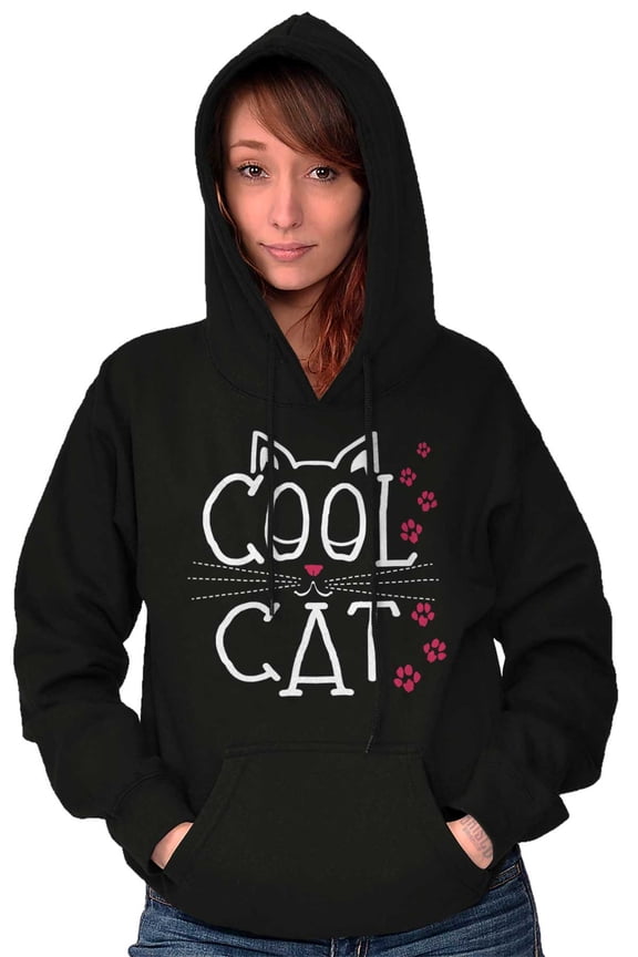 Crazy Lady Cool Cat Kitten Adorable Hoodie Sweatshirt Women Brisco Brands L