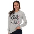 thumbnail image 1 of Crazy Lady Cool Cat Kitten Adorable Women Plus Size Long Sleeve Graphic Tee Brisco Brands 2X, 1 of 5
