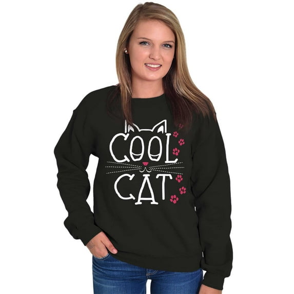 Crazy Lady Cool Cat Kitten Adorable Women Plus Size Crewneck Sweatshirt Brisco Brands 4X