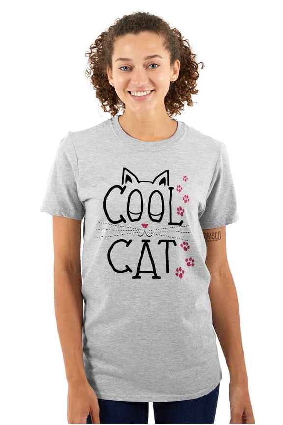 Crazy Lady Cool Cat Kitten Adorable Women's Graphic T Shirt Tees Brisco Brands S