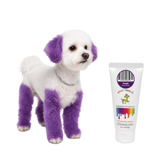 Crazy Liberty Permanent Pet Hair Dye for Dogs and Horses (Purple) Professional Grooming Color Gel, for Creative Groomers, 2.8 Fl Oz