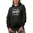 thumbnail image 1 of Crazy Lipstick Lady Quote, Beauty Themed Merch Gift for Makeup Artist or Lovers, Cosmetologists & Beauticians, Black Hooded Sweatshirt or Hoodie, Medium, 1 of 5