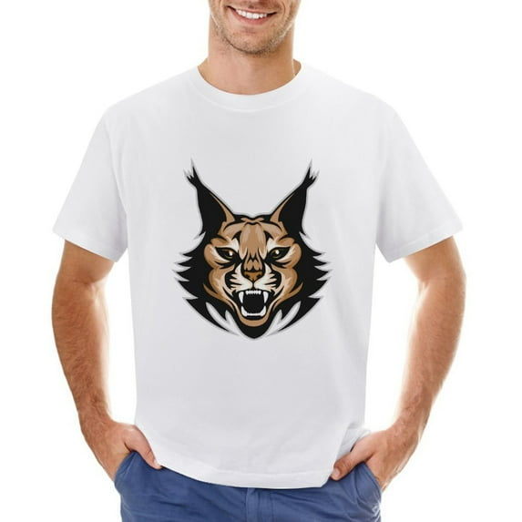 Crazy Lynxes Wildlile Men’s Graphic T-shirt Vintage Short Sleeve Sport Tee White 4XL
