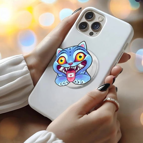 Crazy Mood Cat MagSafe Grip Playful Pop Design