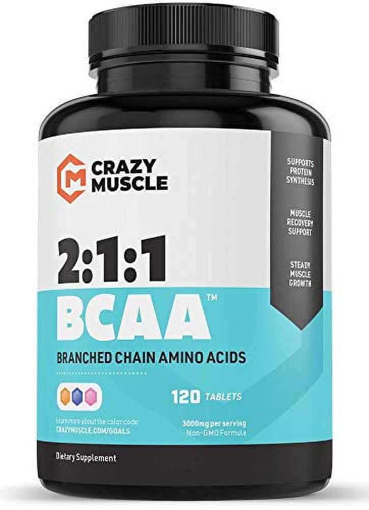 Crazy Muscle BCAA Pills with The Perfect 211 Ratio of Branched Chain