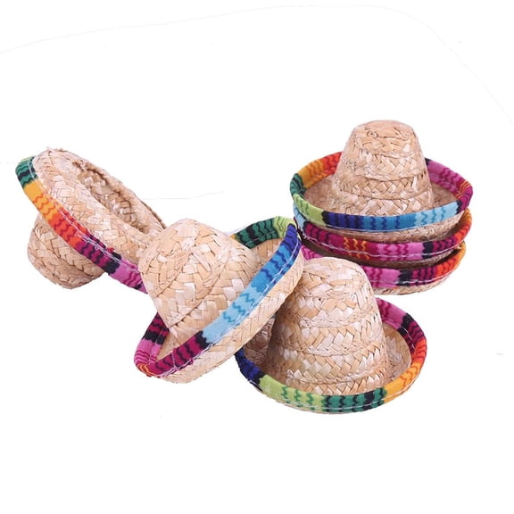Crazy Night Mini Straw Hats Wine Bottle Cover, Mexican Decorations Tiny Sombrero Hats, Fiesta Party Cinco de Mayo Supplies, 6 Pack, 3.3 Inch