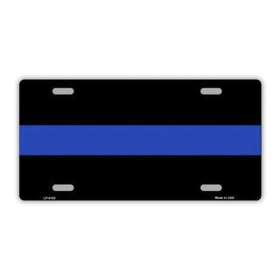 Crazy Novelty Guy 2508 Thin Blue Line, Police Officer, Law Enforcement Metal Vanity License Plate Tag Cover - 12 x 6 in.